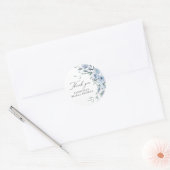 Elegant Stofblauw Bloemendesign Bruiloftfeest  Ronde Sticker (Envelop)
