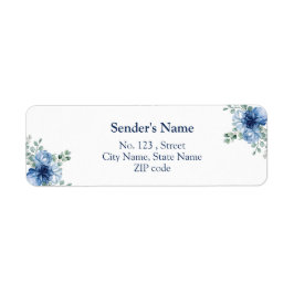 Elegant Stofblauw Bloemmotief Eucalyptus Bruiloft Etiket