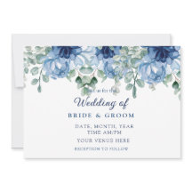 Elegant Stofblauw Bloemmotief Eucalyptus Bruiloft