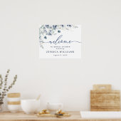 Elegant Stofblauw Boho Bruiloft Welkomstbord Poster (Keuken)