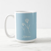 Elegant Stofblauw Eenvoudige Bloem Koffiemok (Links)