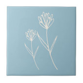 Elegant Stofblauw Eenvoudige Bloem Tegeltje (Voorkant)