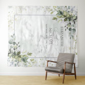 Elegant Stofblauw Eucalyptus Groene Marmer Wandkleed (In Situ (horizontaal))