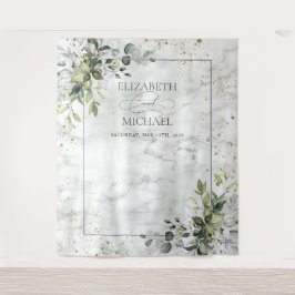 Elegant Stofblauw Eucalyptus Groene Marmer Wandkleed