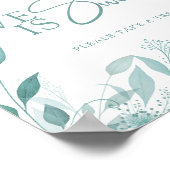 Elegant Stofblauw Eucalyptus Turquoise Bloem Bruil Poster (Hoek)