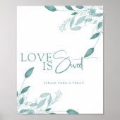 Elegant Stofblauw Eucalyptus Turquoise Bloem Bruil Poster (Voorkant)