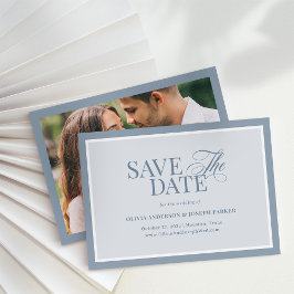 Elegant Stofblauw Foto | Klassieke Luxe Save The Date
