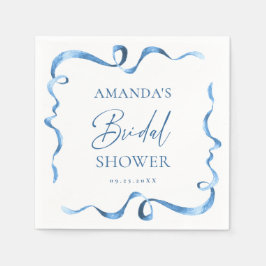 Elegant Stofblauw Handgetekende Boog Bruidsdouche Servet