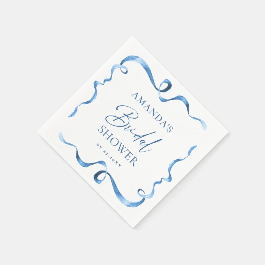 Elegant Stofblauw Handgetekende Boog Bruiloft Fees Servet (Hoek)