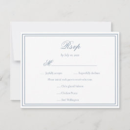 Elegant Stofblauw Minimalistisch Eenvoudig Frame H RSVP Kaartje