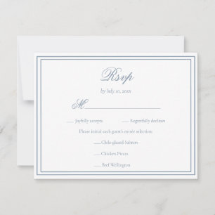 Elegant Stofblauw Minimalistisch Eenvoudig Frame H RSVP Kaartje
