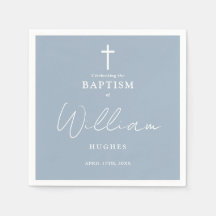 Elegant Stofblauw Minimalistische Doop Christening
