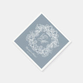 Elegant Stofblauw Monogram Wapenschild Script Brui Servet (Hoek)