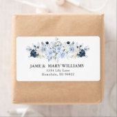 Elegant Stofblauw Navyrozen Aquarel Label (Insitu)