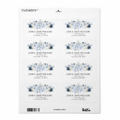 Elegant Stofblauw Navyrozen Aquarel Label (Full Sheet)