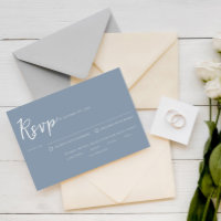 Elegant Stofblauw Script Maaltijd Keuze Bruiloft