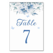 Elegant Stofblauw Tafelnummer voor de Bruiloft (Voorkant)