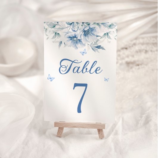 Elegant Stofblauw Tafelnummer voor de Bruiloft