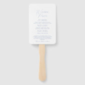 Elegant Stofblauw Trouwprogramma & Welkomstbord Handwaaier (Achterkant)