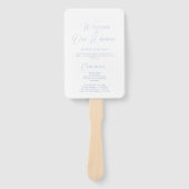 Elegant Stofblauw Trouwprogramma & Welkomstbord Handwaaier (Voorkant)
