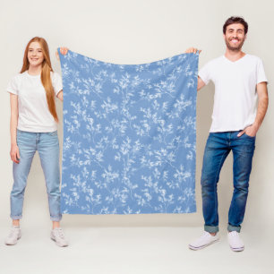 Elegant Stofblauw Wintervorst Botanisch Fleece Deken