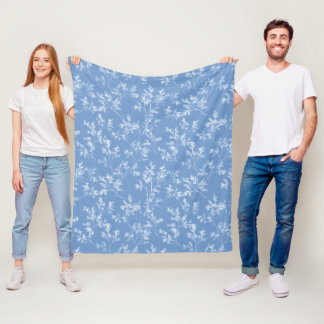 Elegant Stofblauw Wintervorst Botanisch Fleece Deken