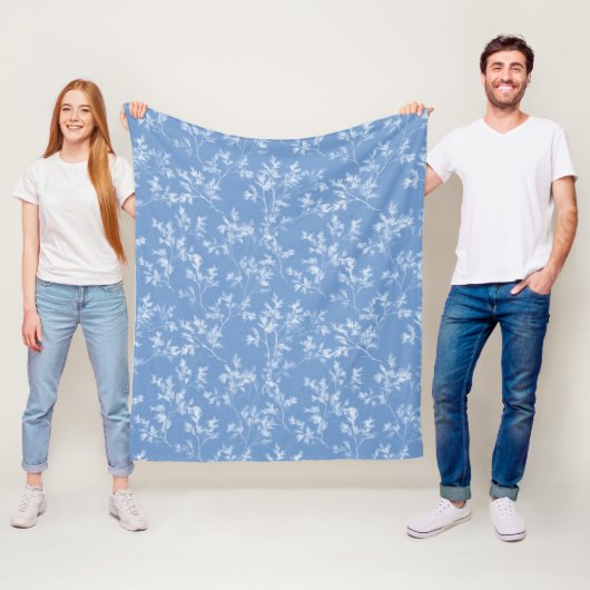 Elegant Stofblauw Wintervorst Botanisch Fleece Deken (In situ)