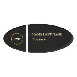 Elegant Stofblauw Wit Magneet met Eigen Logo Naambadge