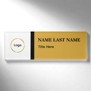 Elegant Stofblauw Witte Magneet met Eigen Logo Naambadge