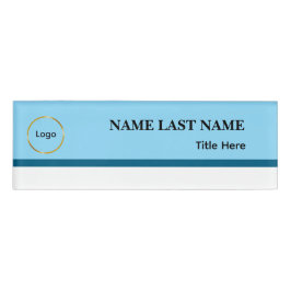 Elegant Stofblauw Witte Magneet met Eigen Logo Naambadge