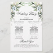 Elegant Stofblauwe Bloem Bruilofts Ceremonie Progr (Achterkant)