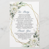 Elegant Stofblauwe Bloem Bruilofts Ceremonie Progr (Achterkant)