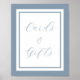 Elegant Stofblauwe Script Kaarten en Cadeaus Bord Poster