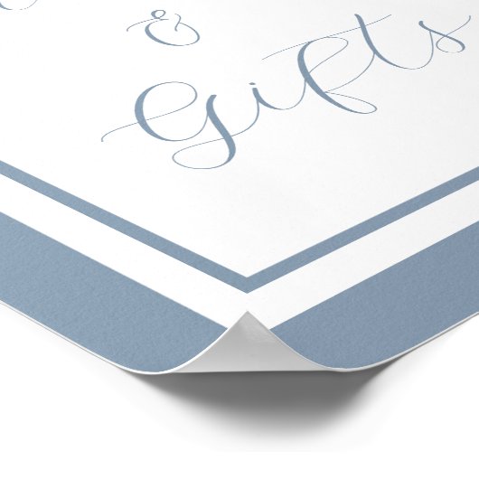 Elegant Stofblauwe Script Kaarten en Geschenken Bo Poster (Hoek)