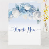 Elegant stoffig blauw Baby shower bedankt Kaart (Gele Bloem)