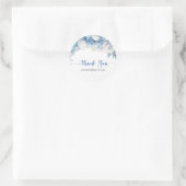 Elegant stoffig blauw Baby shower bedankt Ronde Sticker (Tas)