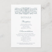  Elegant Stoffig Blauw Barok Bruiloft Details Informatiekaartje (Voorkant)