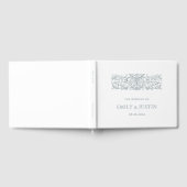 Elegant Stoffig Blauw Barok Bruiloft Gastenboek (Volledig)