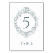 Elegant Stoffig Blauw Barok Bruiloft Kaart (Voorkant)