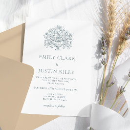  Elegant Stoffig Blauw Barok Bruiloft Kaart