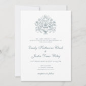  Elegant Stoffig Blauw Barok Bruiloft Kaart (Voorkant)