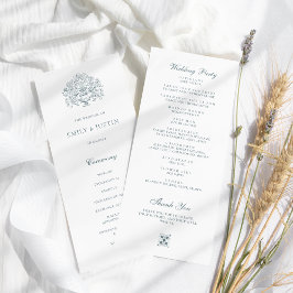  Elegant Stoffig Blauw Barok Bruiloft Programmakaart