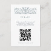  Elegant Stoffig Blauw Barok QRcode Details Informatiekaartje (Voorkant)