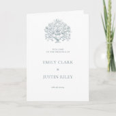  Elegant Stoffig Blauw Barok Trouwboekje Programma (Voorkant)