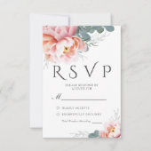 Elegant Stoffig Blauw Bloemblush Bruiloft RSVP Kaartje (Voorkant)