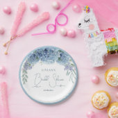 Elegant stoffig blauw bloemboeket papieren bordje (Feest)