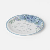 Elegant stoffig blauw bloemboeket papieren bordje (Gekanteld)