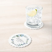 Elegant Stoffig Blauw Bloemen 60e Verjaardag Custo Kartonnen Onderzetters (Insitu)