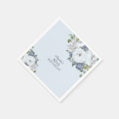 Elegant Stoffig Blauw Bloemen 80ste Verjaardagsfee Servet (Hoek)