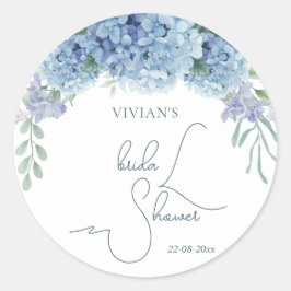 Elegant Stoffig Blauw Bloemen Boeket Vrijgezellenf Ronde Sticker